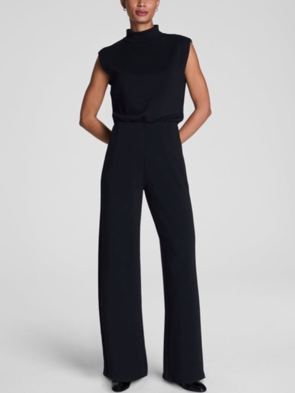 Spanx AirEssentials Black Mock Neck Petite Jumpsuit - Picture 2 of 11